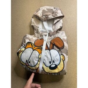 Kids Garfield & Odie Camo Hooded Windbreaker Jacket Size 5